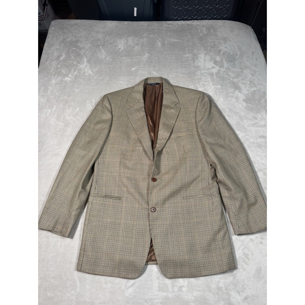 Brooks Brothers Houndstooth Blazer Mens Size 42 Large 100% Wool MADE IN ITALY
